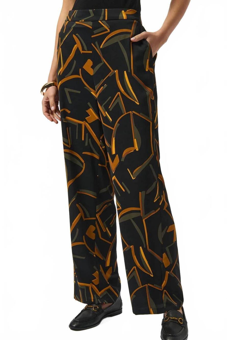 NEW JOSEPH RIBKOFF geometric print wide leg pants in black/multi